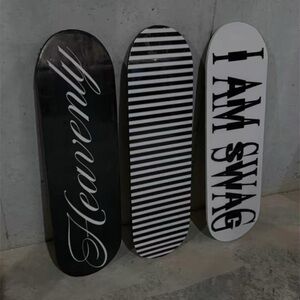 “I AM SWAG” + black and white striped + heavenly skateboard deck set ▪️